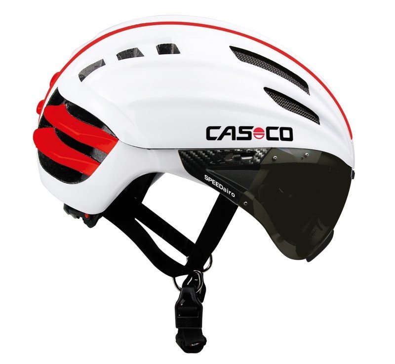 Casco SpeedAiro Hjelm Hvid/Rød m. carbongrey incl. hjelmtaske