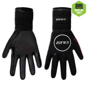 Zone3 Neoprene Heat-Tech Warmth Swim Gloves Sort/Slv/Rd (UDGR)